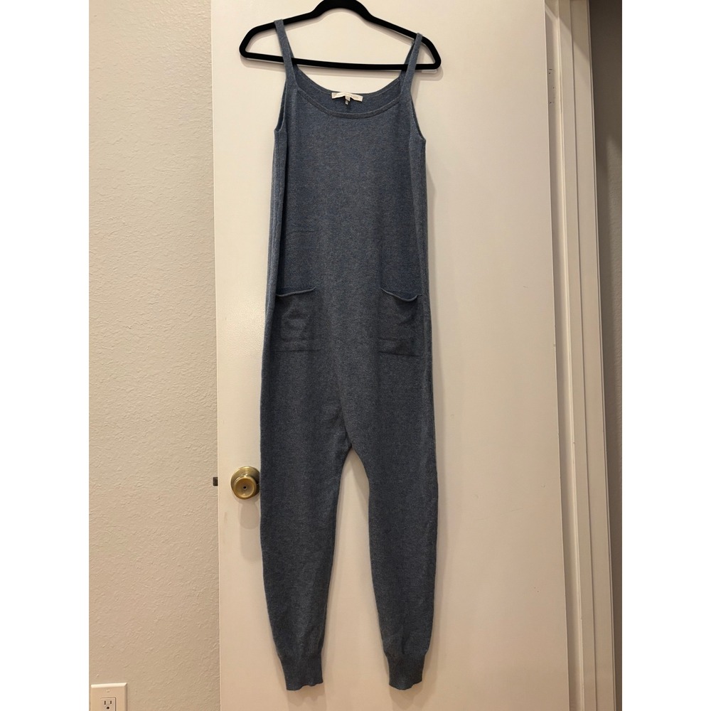 Naked Cashmere Blue Knit Jumpsuit Sleeveless Loungewear Overalls SM